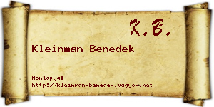 Kleinman Benedek névjegykártya